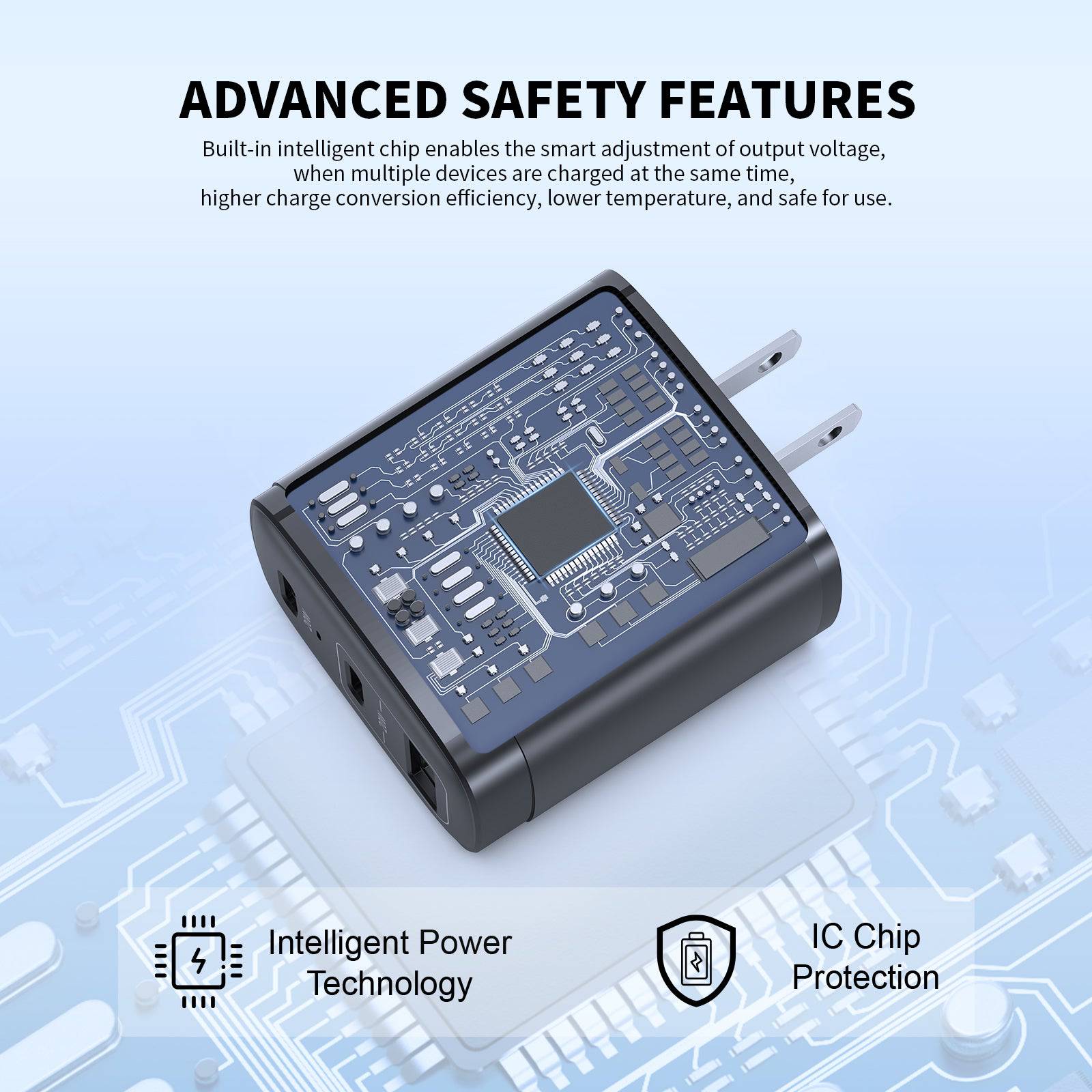 Esoulk 40W Fast Wall Charger Support USB-C & QC Fast Charging.