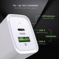 Esoulk 20W PD and QC Fast Wall Charger for USB Type C and USB PD.