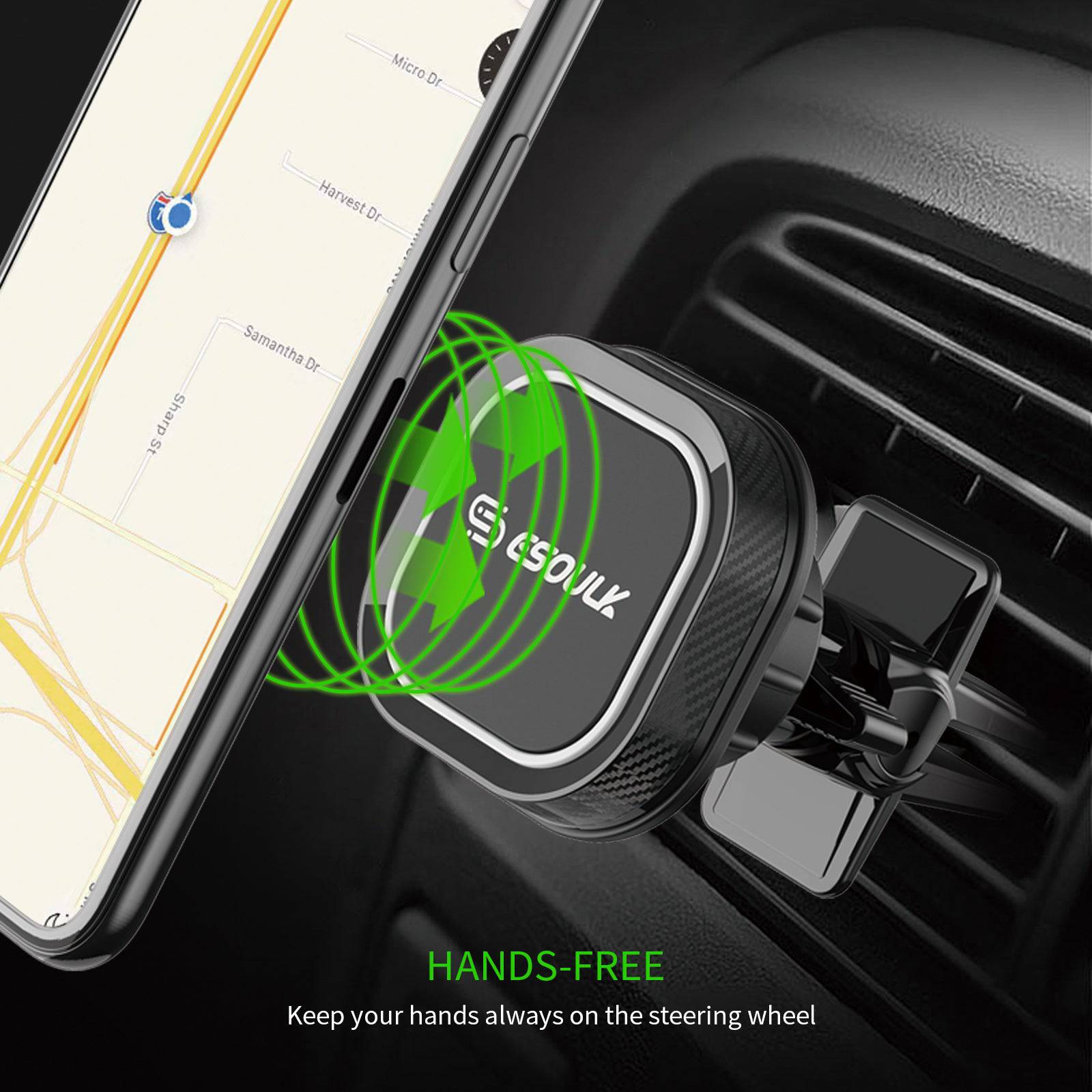 Esoulk Magnet Air Vent Car Holder for iPhone models and Android Devices.