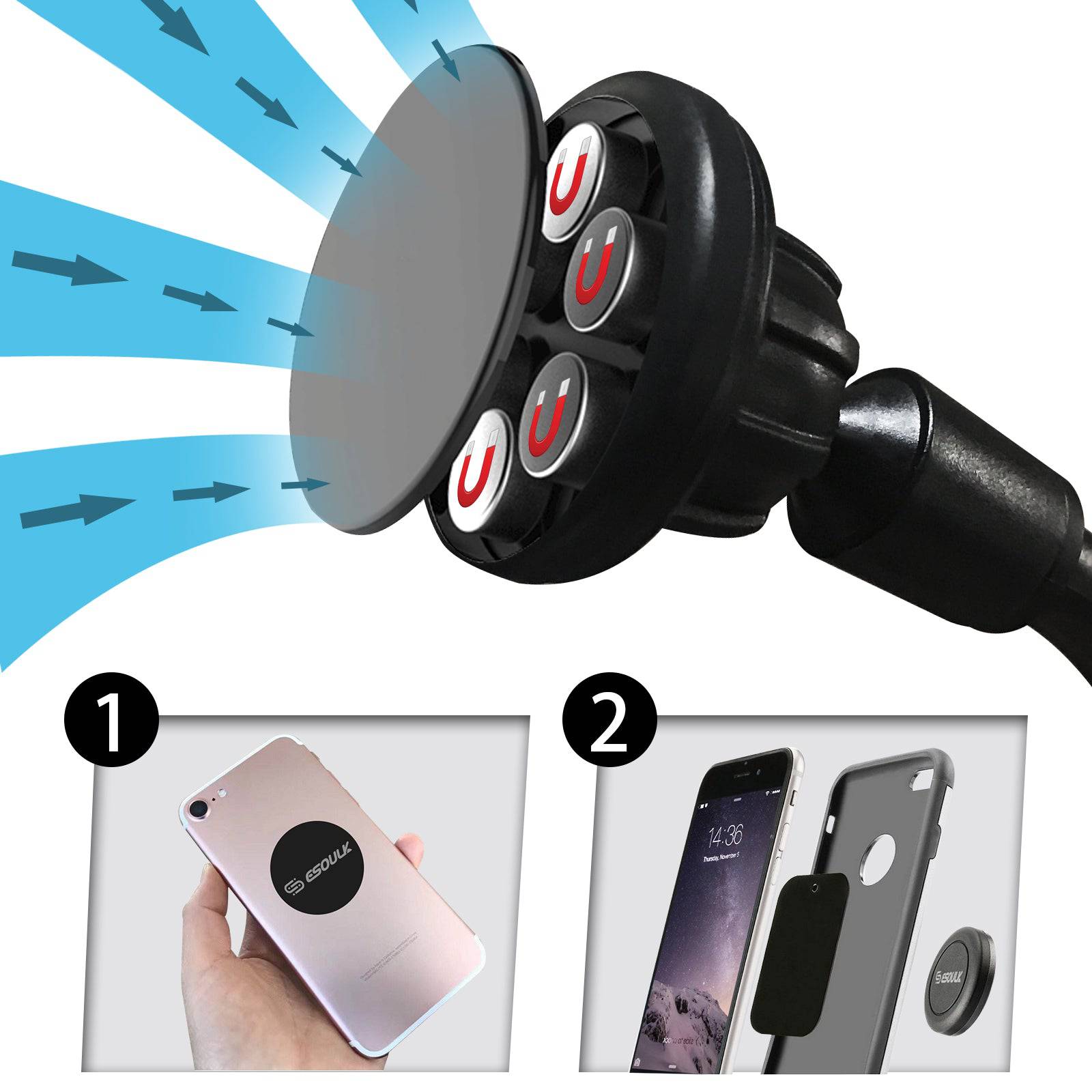 Esoulk Magnetic Phone Holder for Car with Long Arm.