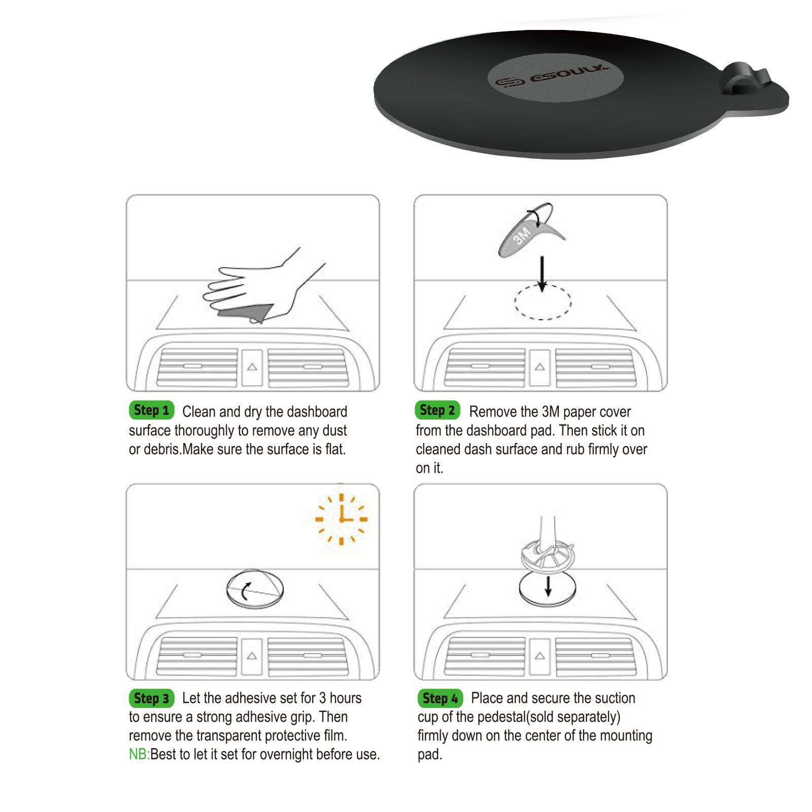Esoulk Universal Dashboard Car Holder Car Mount for iPhone models and Android Devices.