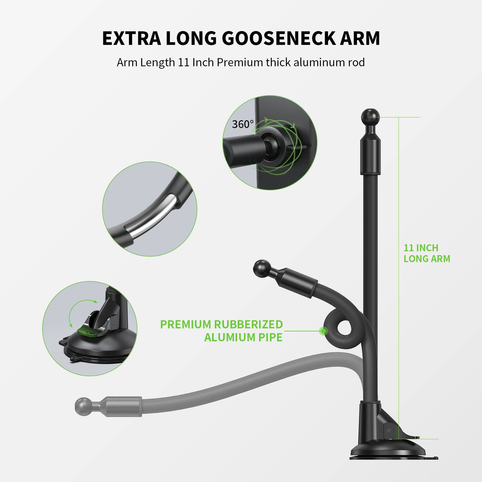 Esoulk Universal Car Mount for smart phones with extended Arm Length 11''.