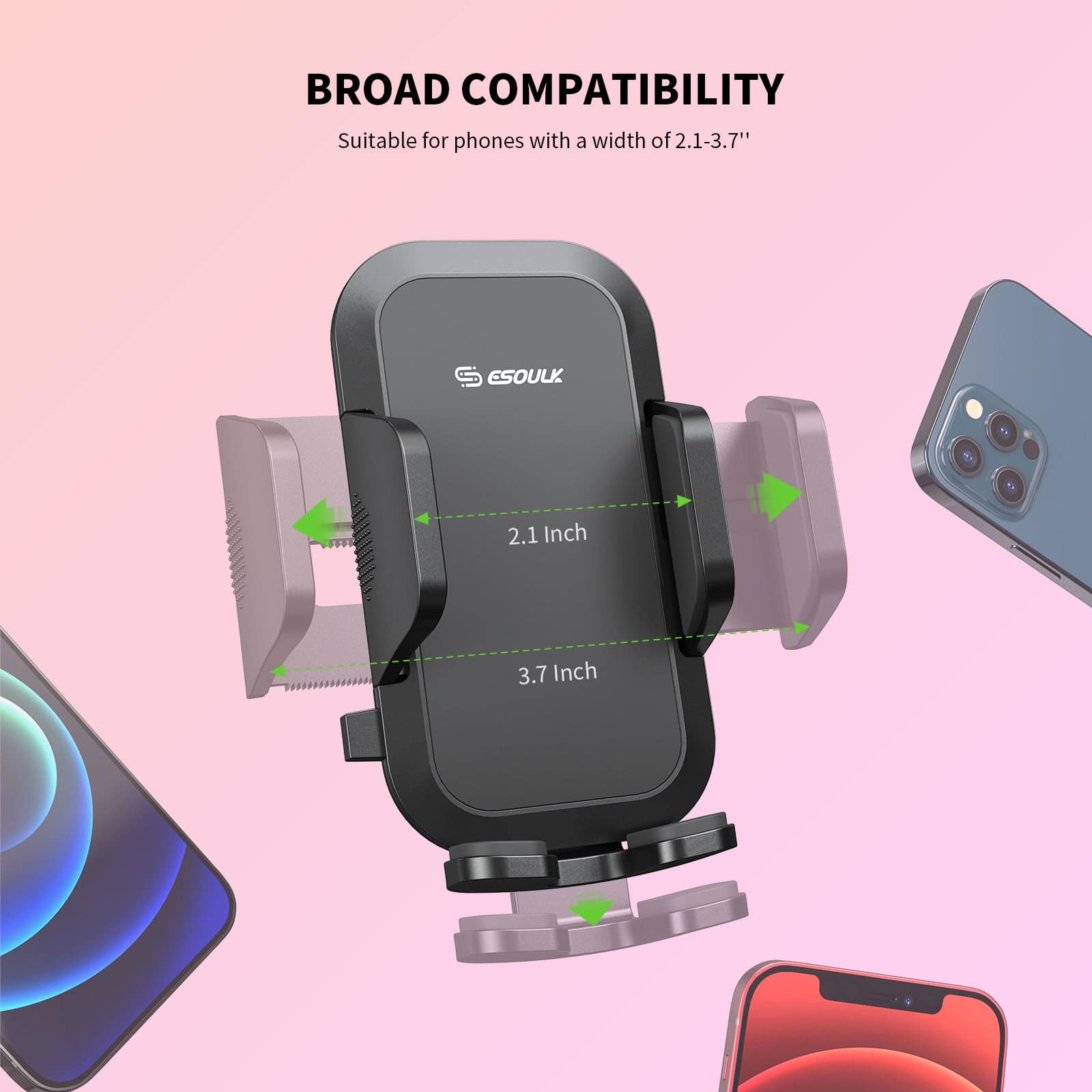 Esoulk Universal Car Mount for smart phones with extended Arm Length 11''.