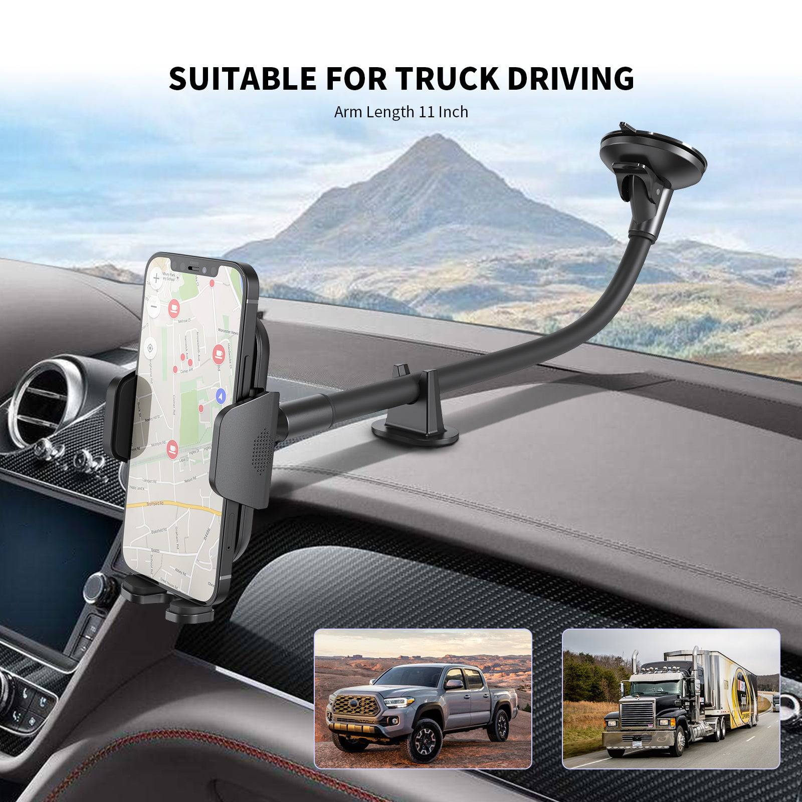 Esoulk Universal Car Mount for smart phones with extended Arm Length 11''.
