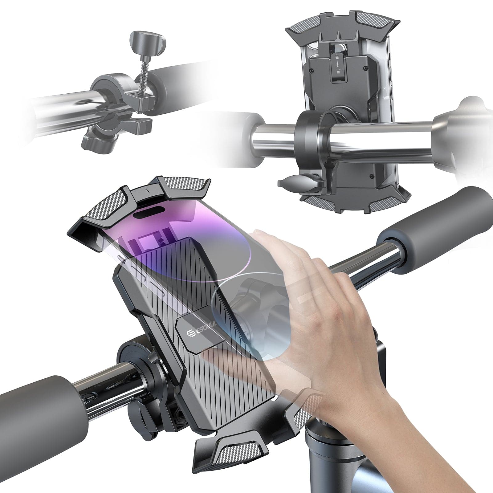 Esoulk Universal Bicycle Mount for Smart Phone Devices.