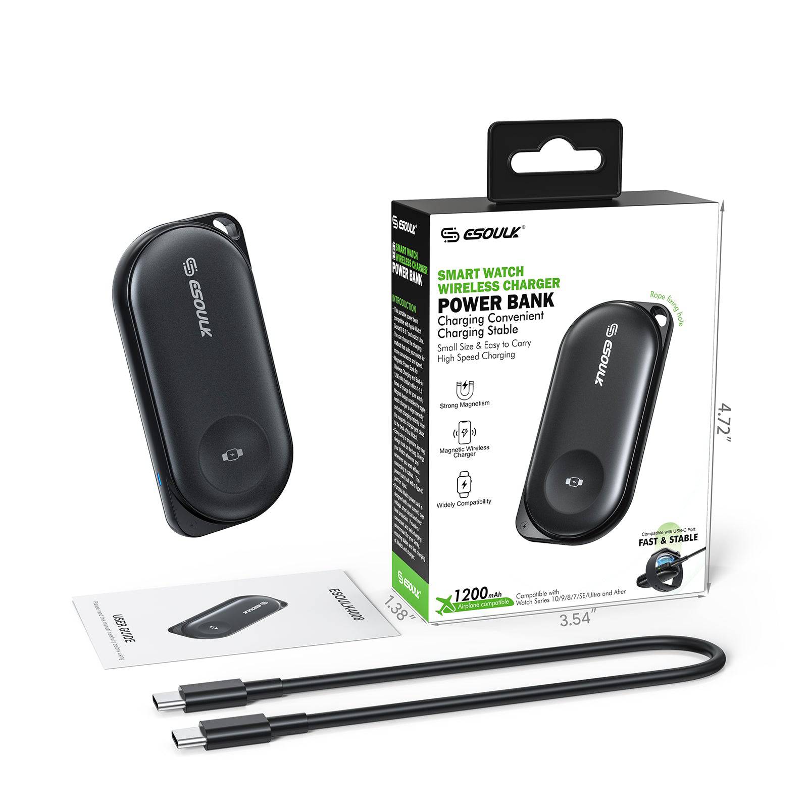 Esoulk Smart Watch Wireless Charger Power Bank | Small Size & High Speed Charging.