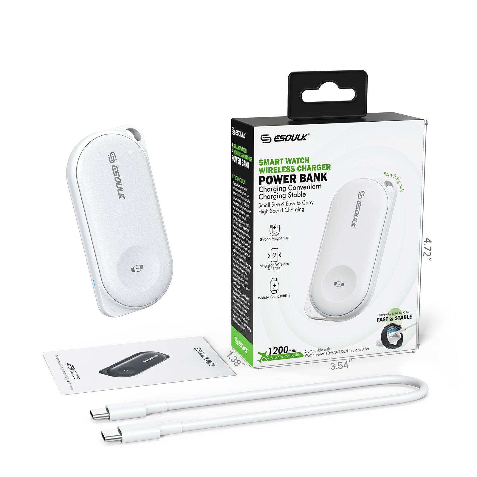 Esoulk Smart Watch Wireless Charger Power Bank | Small Size & High Speed Charging.