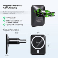 Esoulk Strong Magnetic Wireless Car Charger with Air Vent Clip for Phones.