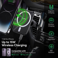 Esoulk Strong Magnetic Wireless Car Charger with Air Vent Clip for Phones.