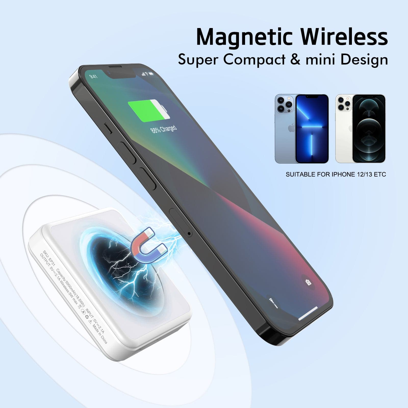 Esoulk Magnetic Wireless Mini Design Power Bank 5000mAh.