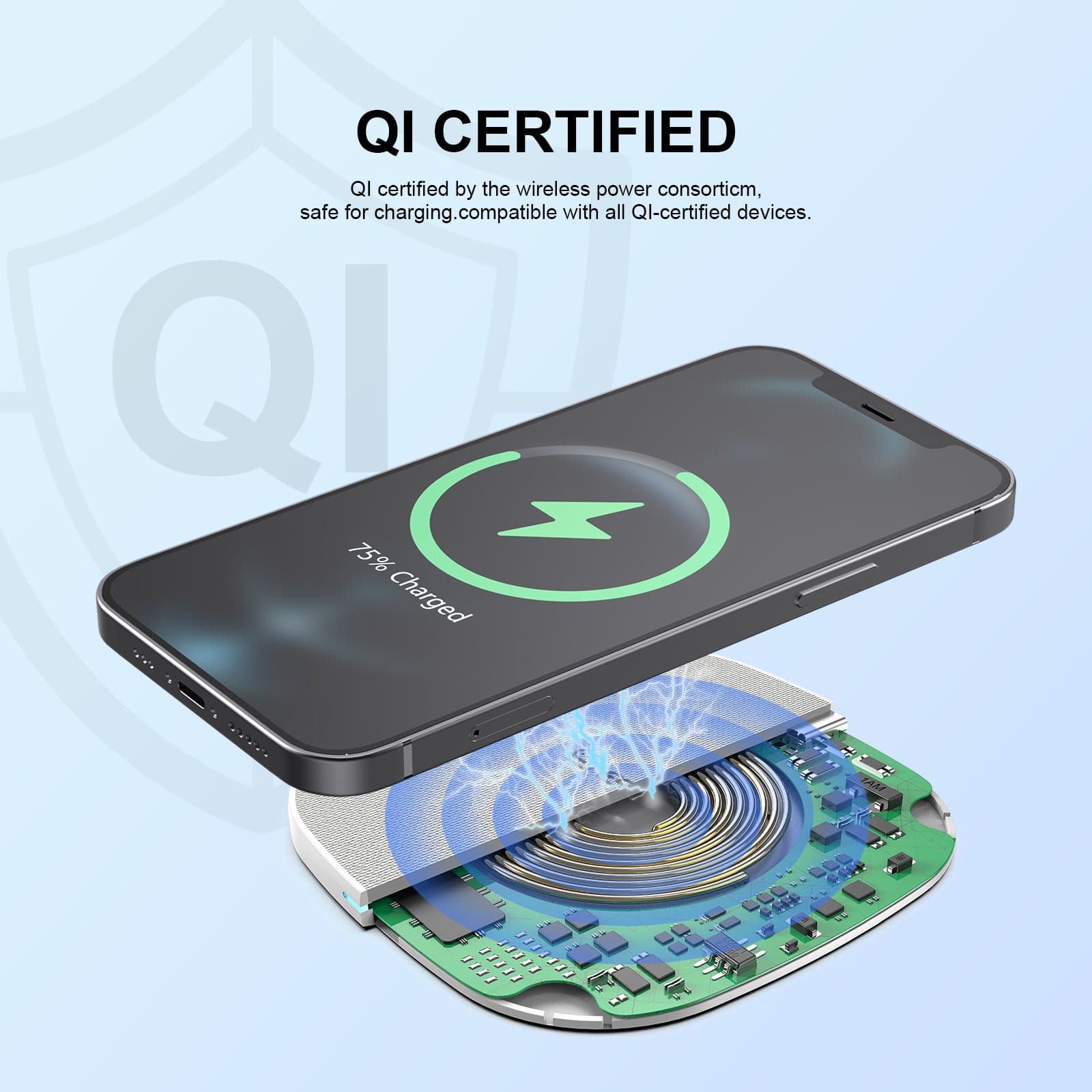Esoulk 15W Wireless Fast Charger Pro with 5ft Cable.