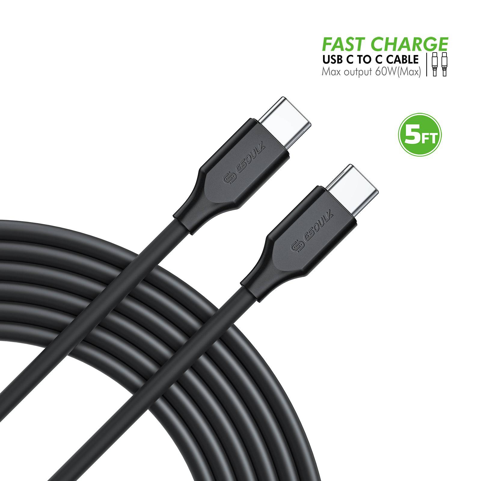 Esoulk 5ft USB-C Fast Charging Cable.