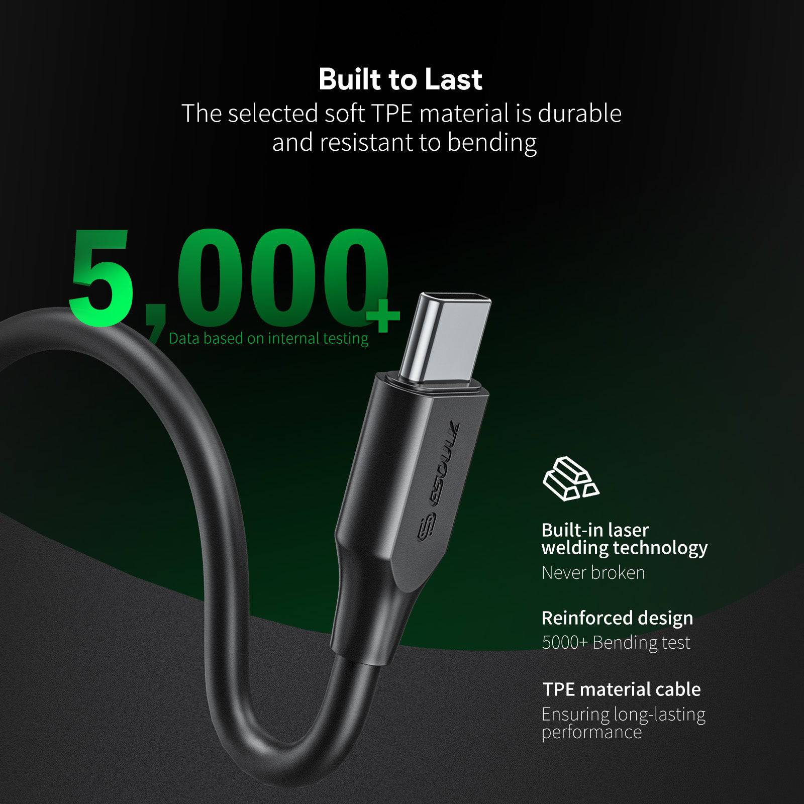 Esoulk 5ft USB-C Fast Charging Cable.