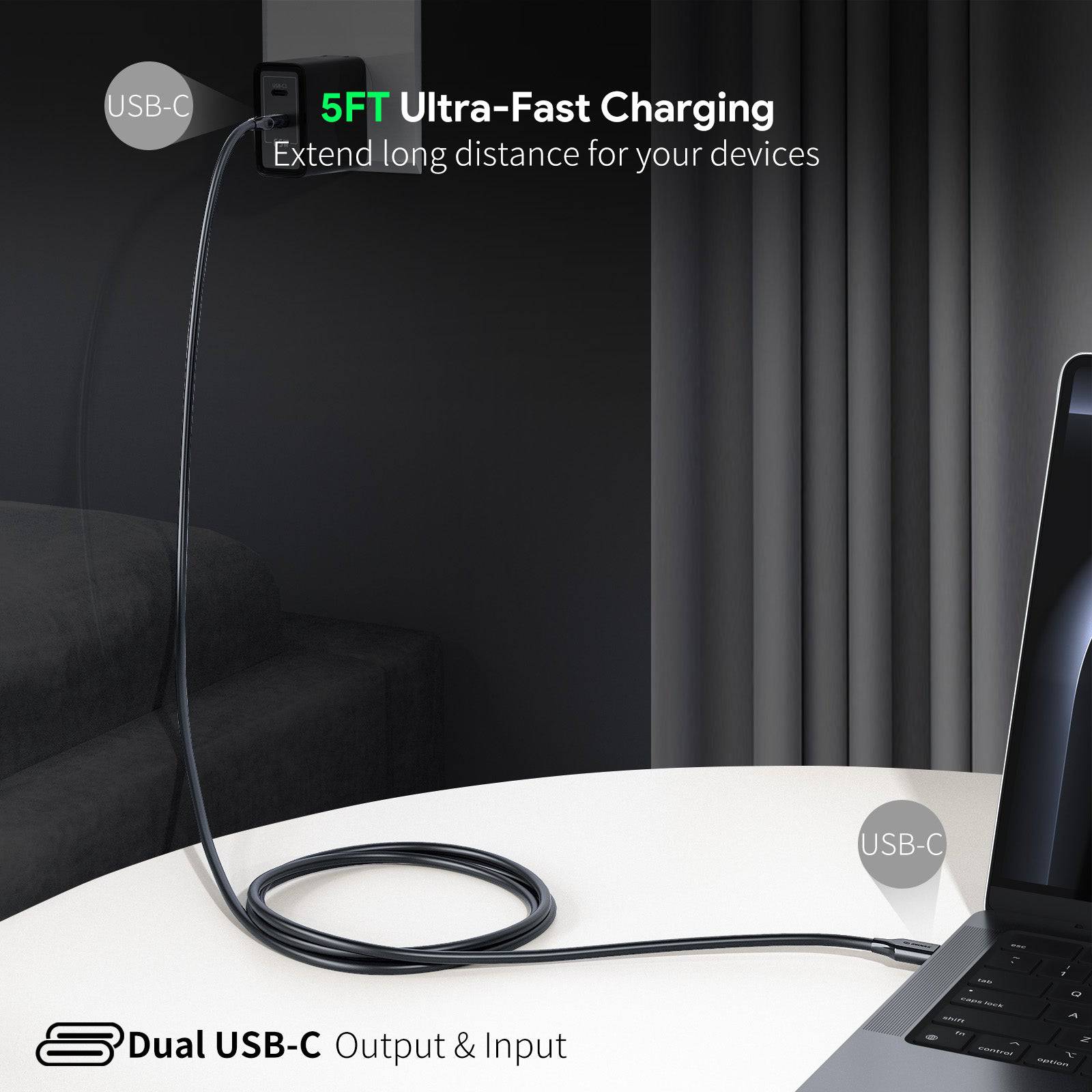 Esoulk 5ft USB-C Fast Charging Cable.