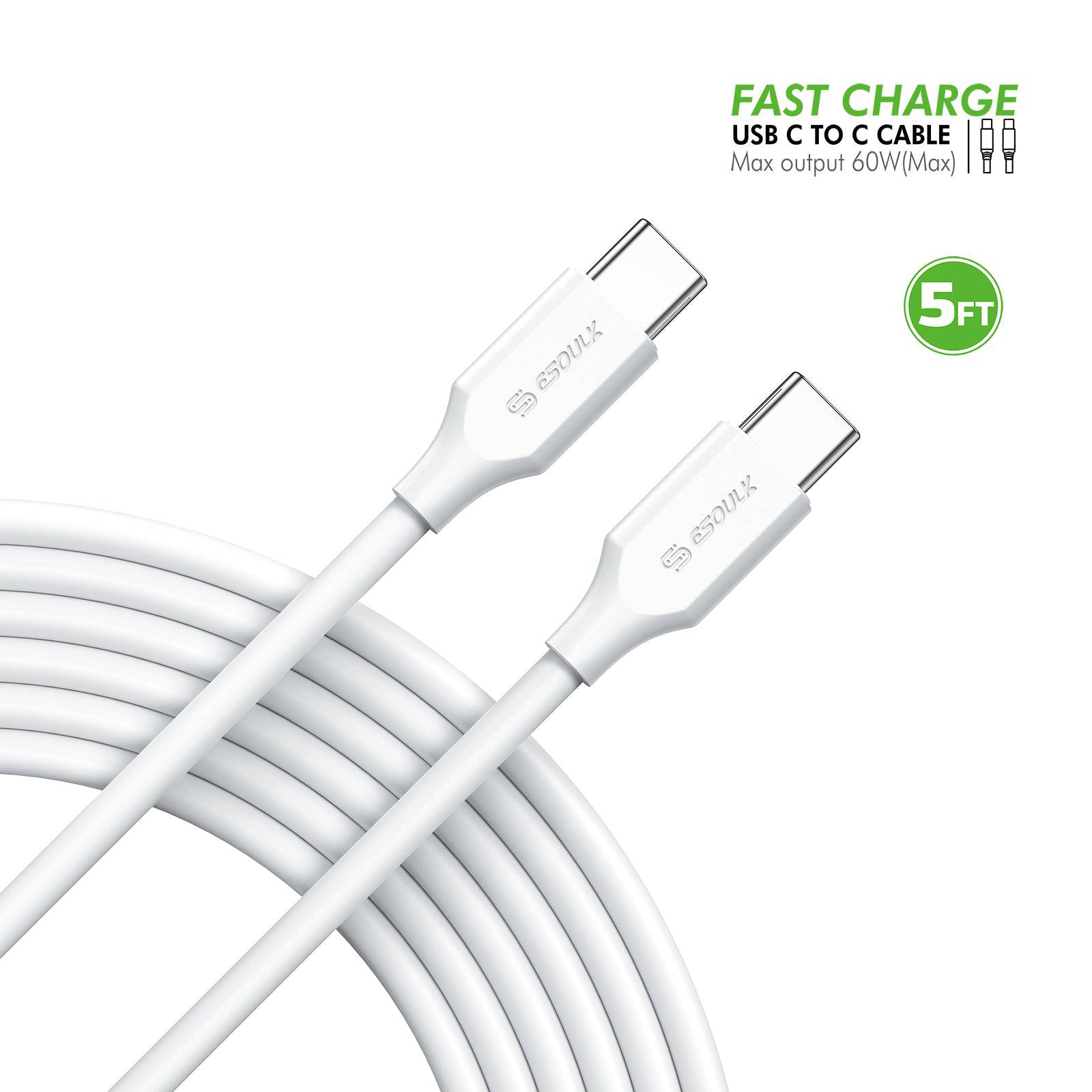 Esoulk 5ft USB-C Fast Charging Cable.