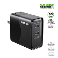 Esoulk 65W Fast Charge Wall Charger Dual USB-C.