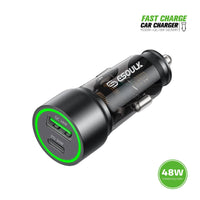Esoulk 30W Fast Car Charger with USB for iPhone Models and Android Devices.