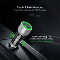 Esoulk 30W Fast Car Charger with USB for iPhone Models and Android Devices.