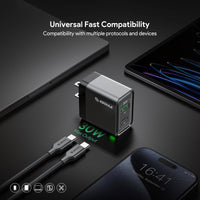 Esoulk 30W PD &QC Fast Charge Wall Charger with 5ft USB-C to USB-C Cable.