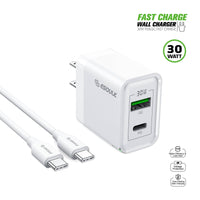 Esoulk 30W PD &QC Fast Charge Wall Charger with 5ft USB-C to USB-C Cable.