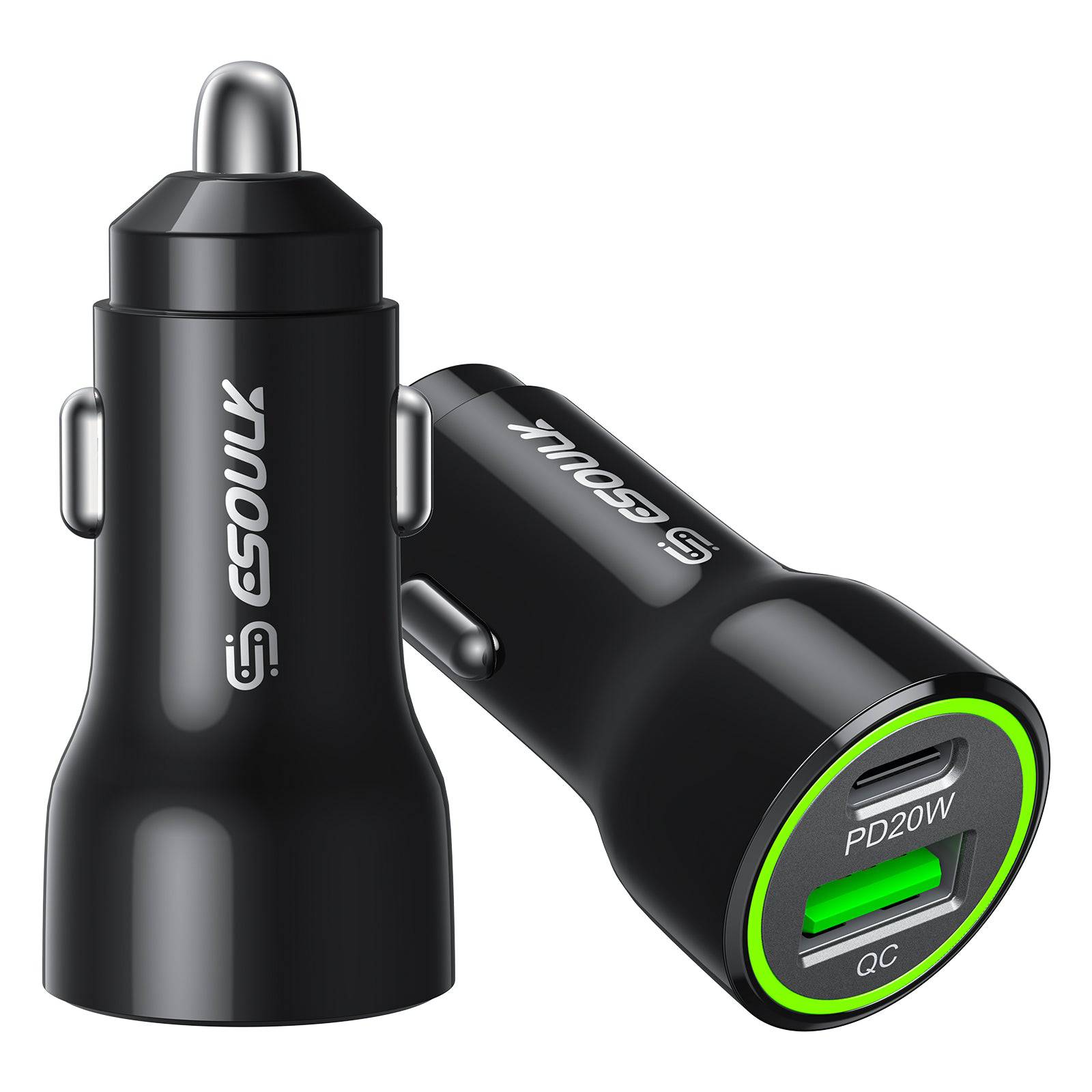 Esoulk Fast Car Charger with PD30W and QC18W Dual Charge.