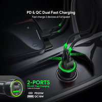 Esoulk Fast Car Charger with PD30W and QC18W Dual Charge.