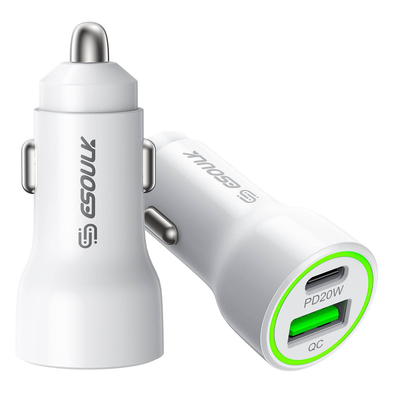 Esoulk Fast Car Charger with PD30W and QC18W Dual Charge.