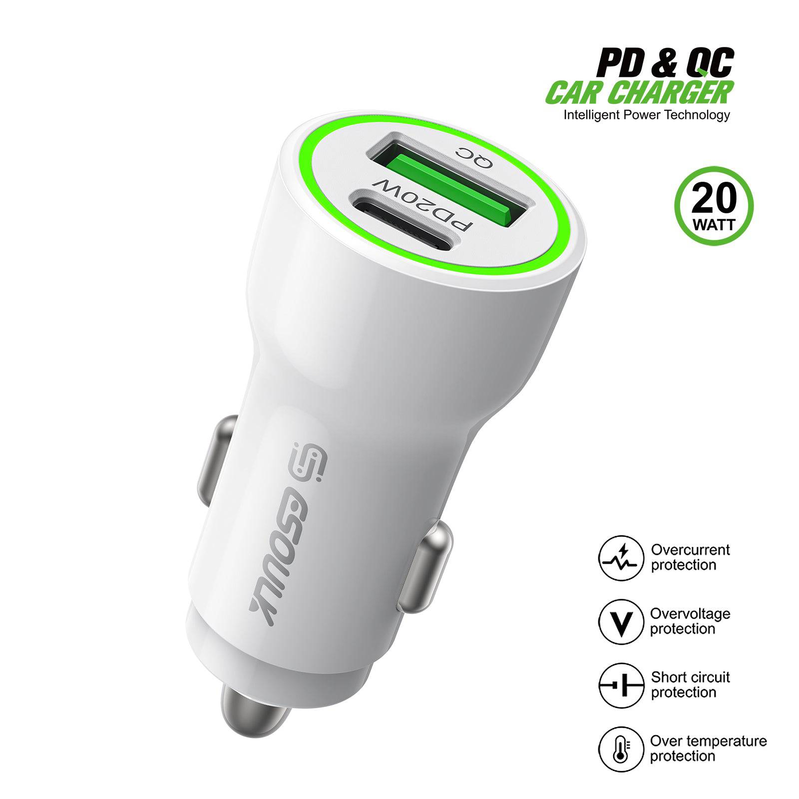 Esoulk Fast Car Charger with PD30W and QC18W Dual Charge.