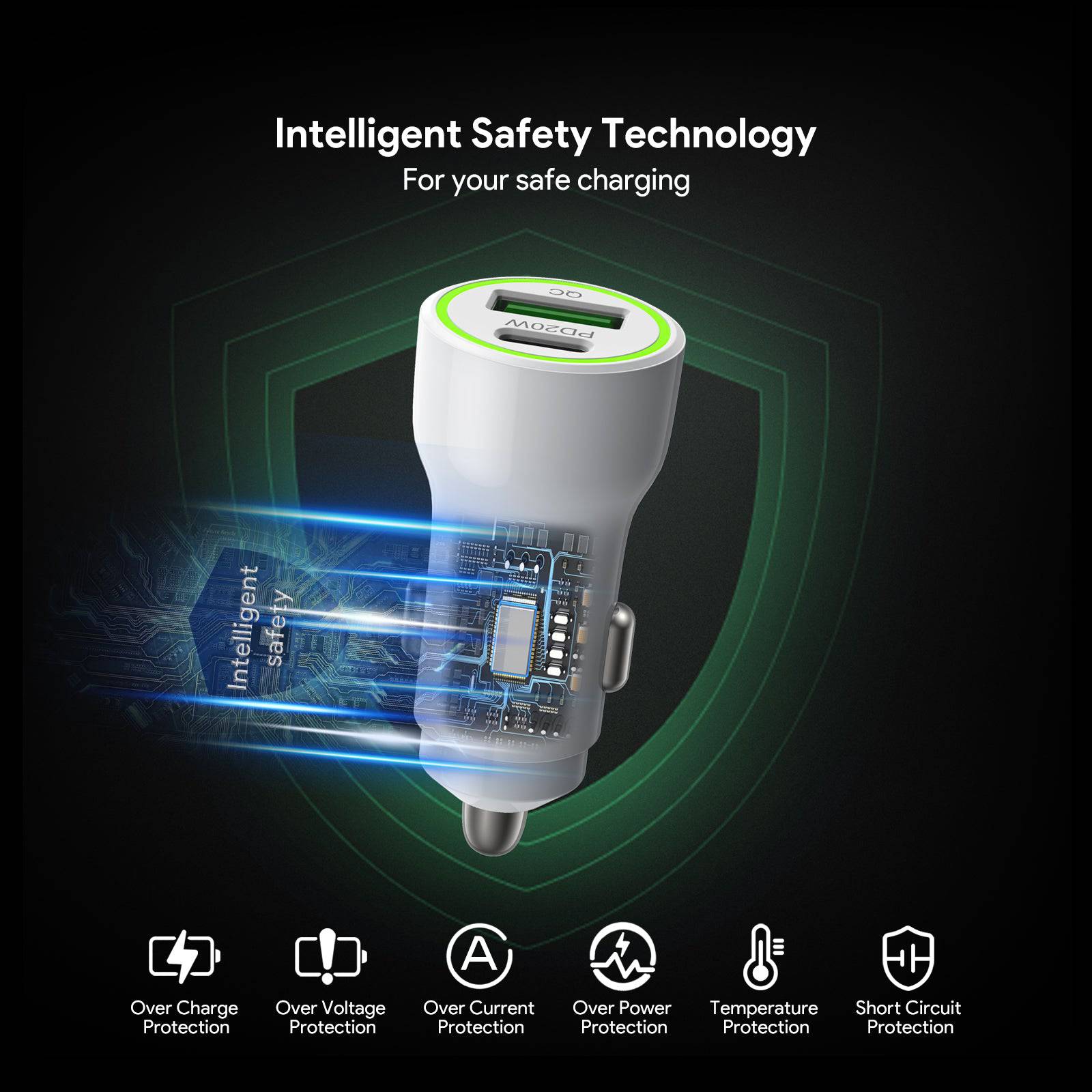 Esoulk Fast Car Charger with PD30W and QC18W Dual Charge.