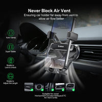Esoulk Gravity Air Vent Car Phone Holder for iPhone models and Android devices.