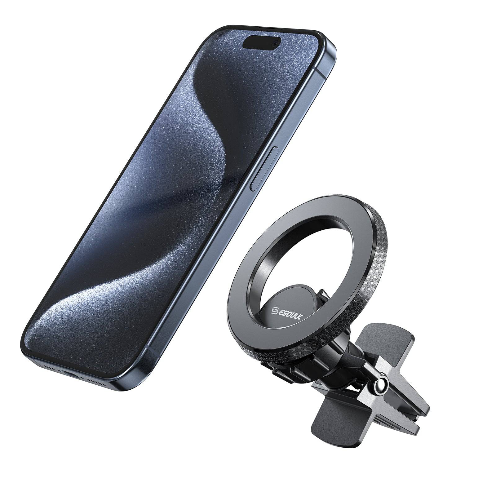 Esoulk Air Vent Magnetic Car Holder for iPhone models and Android devices.