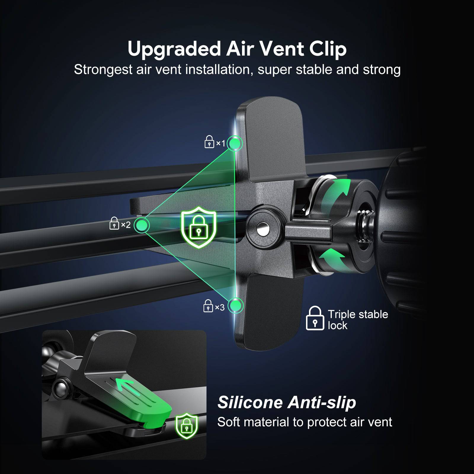 Esoulk Air Vent Magnetic Car Holder for iPhone models and Android devices.