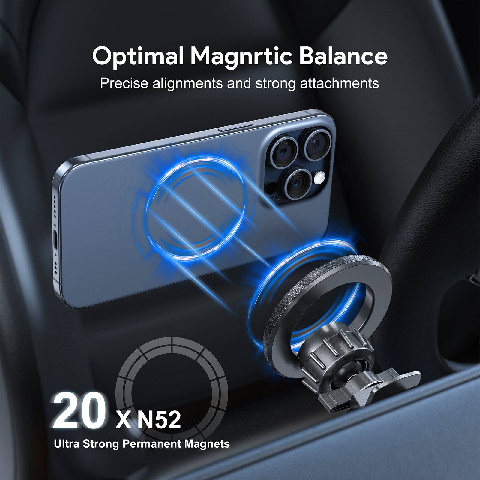Esoulk Air Vent Magnetic Car Holder for iPhone models and Android devices.