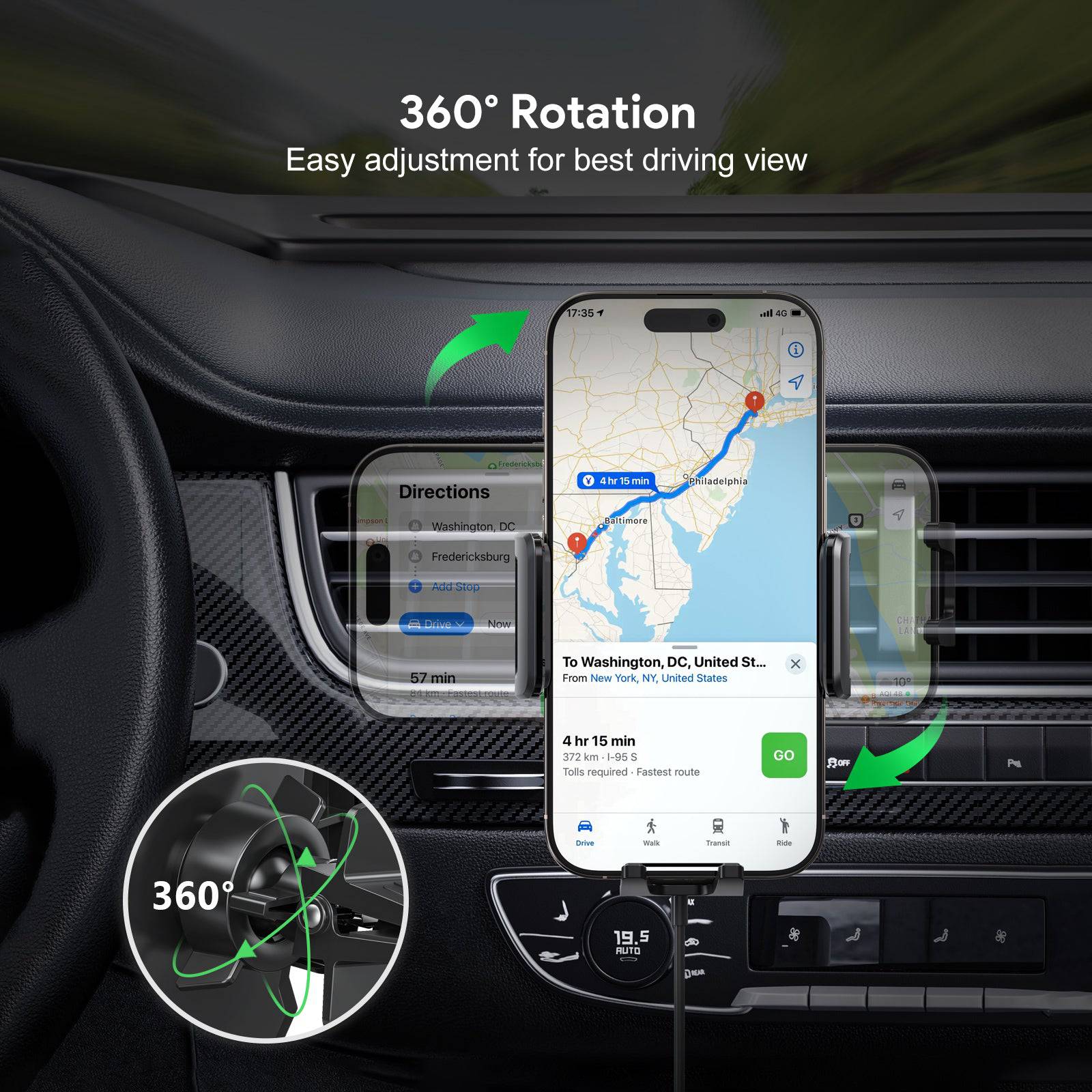 Esoulk 15W Wireless Universal Fast Car Charger with Vent Bracket.