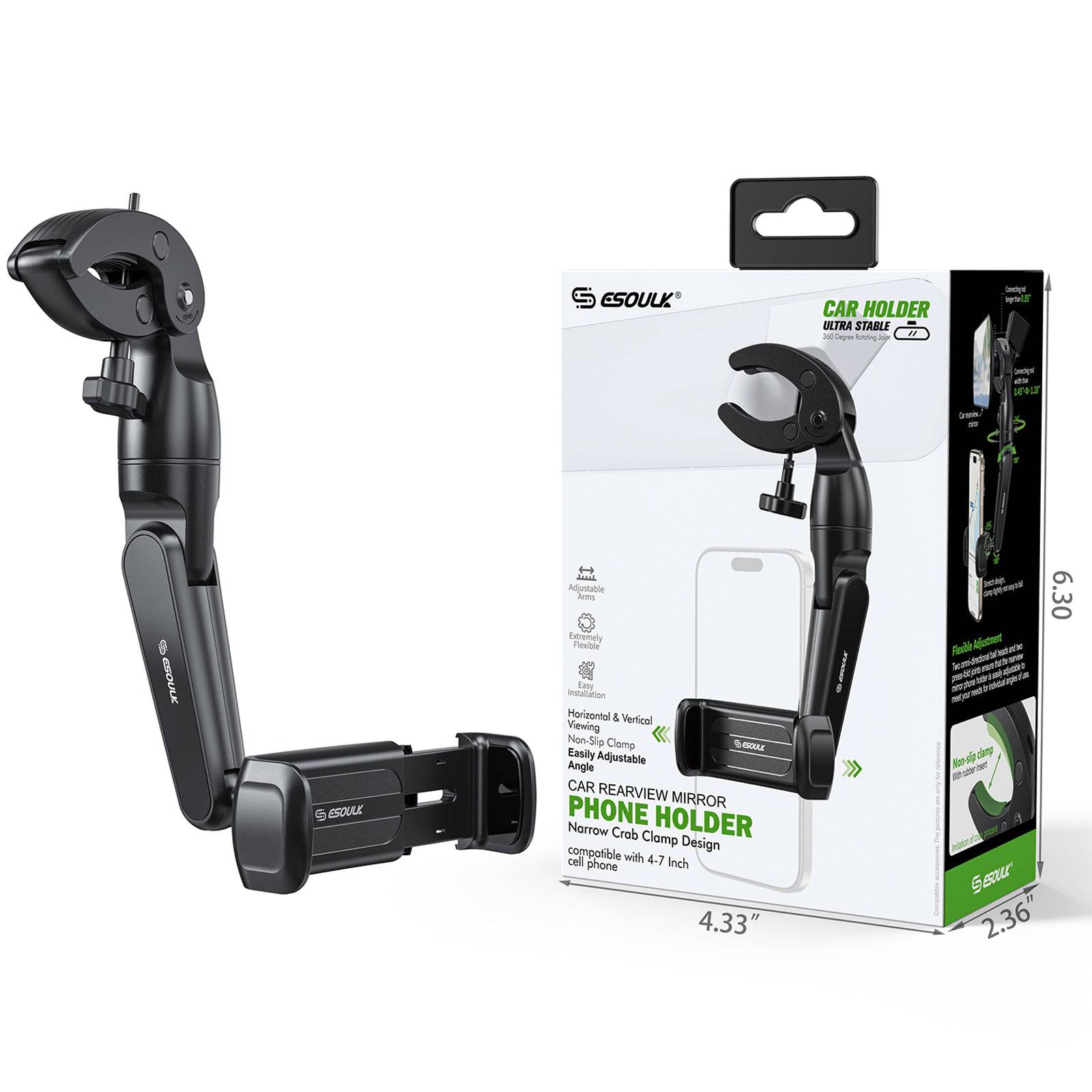 Esoulk Car Rearview Mirror Phone Holder.