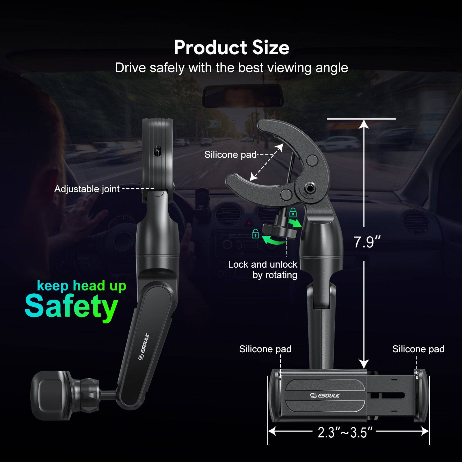 Esoulk Car Rearview Mirror Phone Holder.