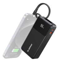 Esoulk Power Bank with Built-In USB-C Cable 10,000mAh 30W – Fast Charging on the Go.
