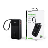 Esoulk Power Bank with Built-In USB-C Cable 10,000mAh 30W – Fast Charging on the Go.