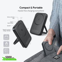 Esoulk Magnetic Power Bank 5000mAh Foldable & Portable Design.