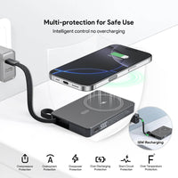 Esoulk 5000mAh Magnetic Wireless Charger with Built-in Type-C Cable.