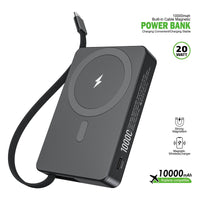Esoulk 10,000mAh Magnetic Wireless Charger with Built-in Type-C Cable.