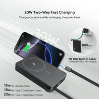 Esoulk 10,000mAh Magnetic Wireless Charger with Built-in Type-C Cable.