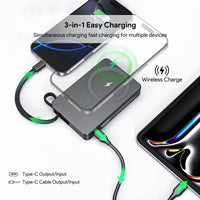 Esoulk 10,000mAh Magnetic Wireless Charger with Built-in Type-C Cable.