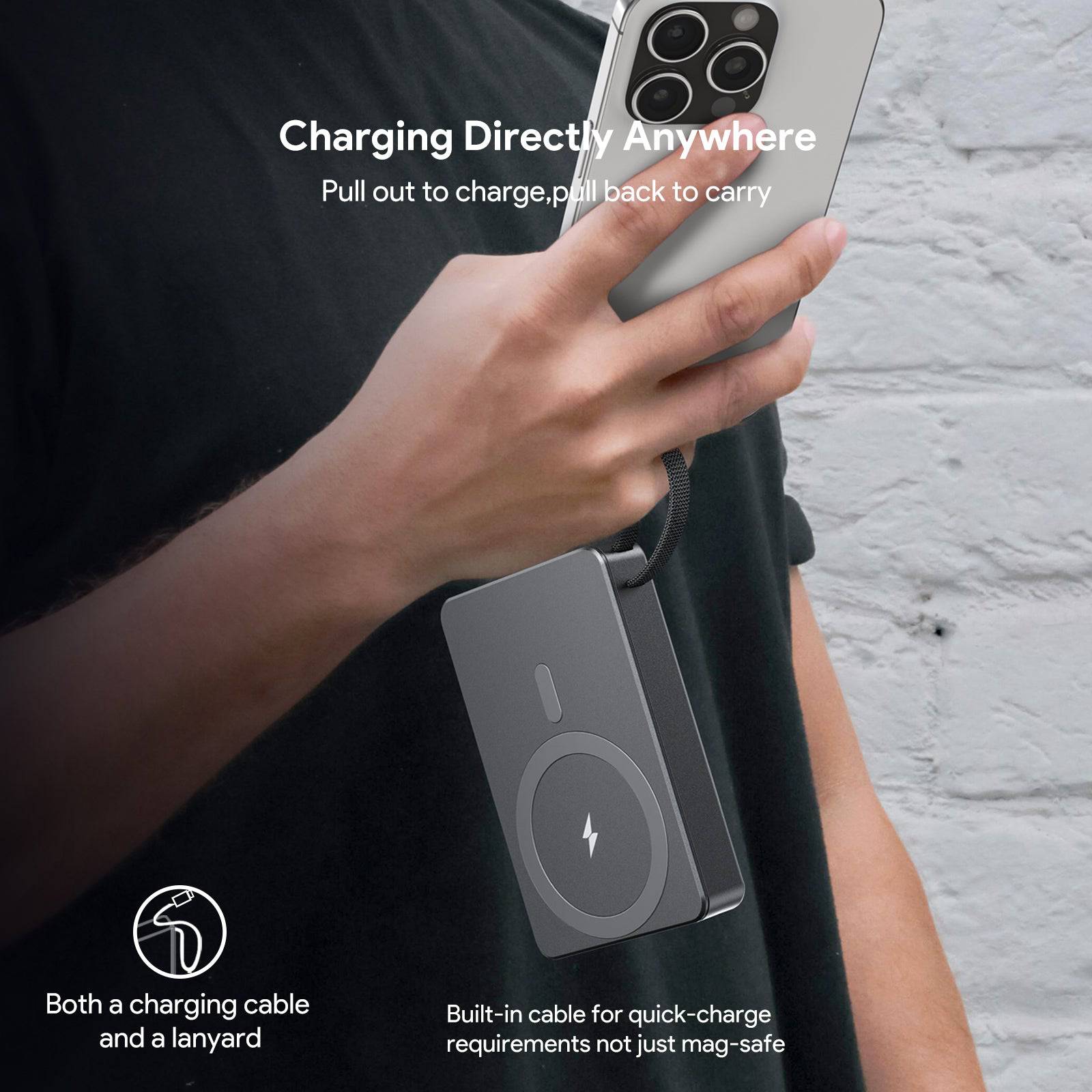 Esoulk 10,000mAh Magnetic Wireless Charger with Built-in Type-C Cable.