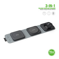 Esoulk 3-In-1 Folding Wireless Charger |  Charging of Phones, Earpods and Smart Watches.