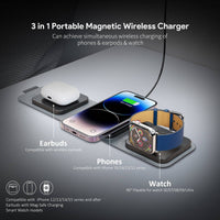 Esoulk 3-In-1 Folding Wireless Charger |  Charging of Phones, Earpods and Smart Watches.