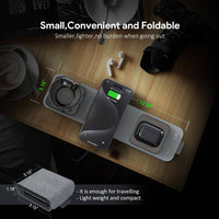 Esoulk 3-In-1 Folding Wireless Charger |  Charging of Phones, Earpods and Smart Watches.