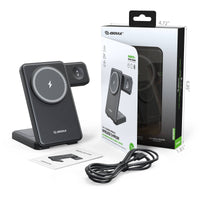 Esoulk 3-in-1 Foldable Magnetic Wireless Charger for smartphone, earbuds, and smartwatch.