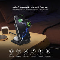 Esoulk 3-in-1 Foldable Magnetic Wireless Charger for smartphone, earbuds, and smartwatch.
