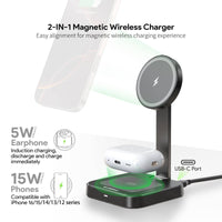 Esoulk 2-in-1 Foldable Magnetic Wireless Charger for phone and earbuds.